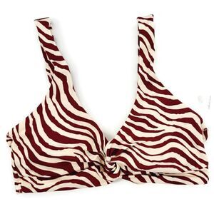 Andie The Portofino Top Zebra Bias Stripe Truffle Bikini Twist Top‎ New Small